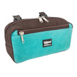 Small Suede Pommel Bag Mint color with brown straps, edges and zipper