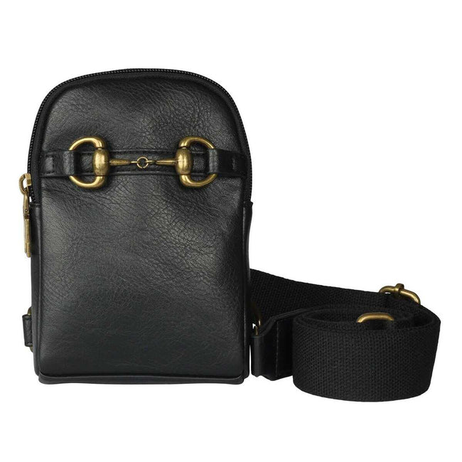 Snaffle Bit Crossbody Phone Bag black front view
