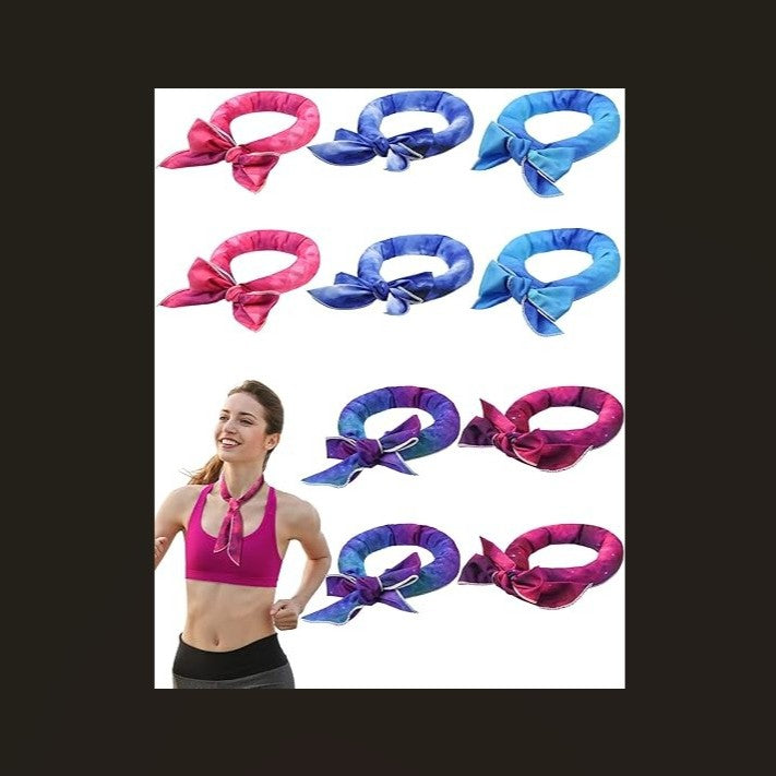 Colorful headbands with bow designs displayed on a white background, with a woman wearing a pink headband.