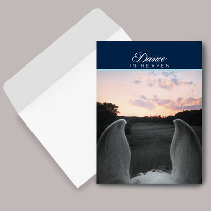 Sympathy Card - Dance in Heaven... with sunset and dog ears design, featuring the text 'Dance in Heaven'.