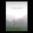 Sympathy Card - So Warmly Remembered... - Horse standing in a misty field with the text 'So warmly remembered' above it.