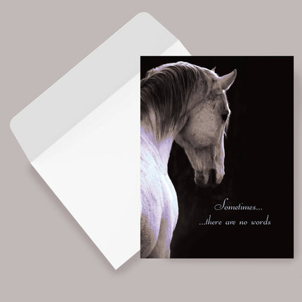 Sympathy Card - Sometimes ... with a horse image and text on a gray background