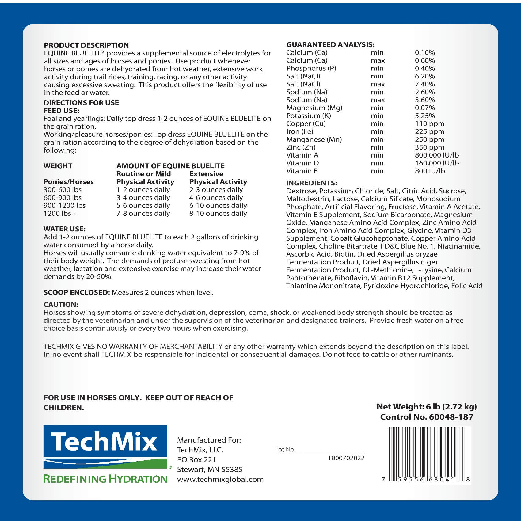 TechMix Equine BlueLite® Electrolytes