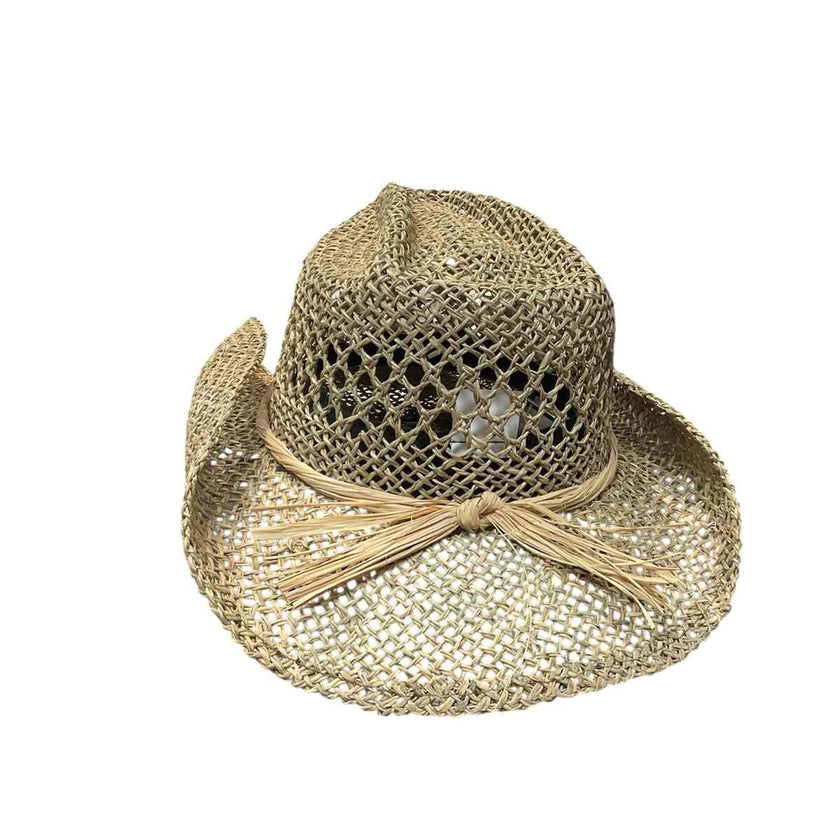 Western Express - Tan Seagrass Western Hat back view