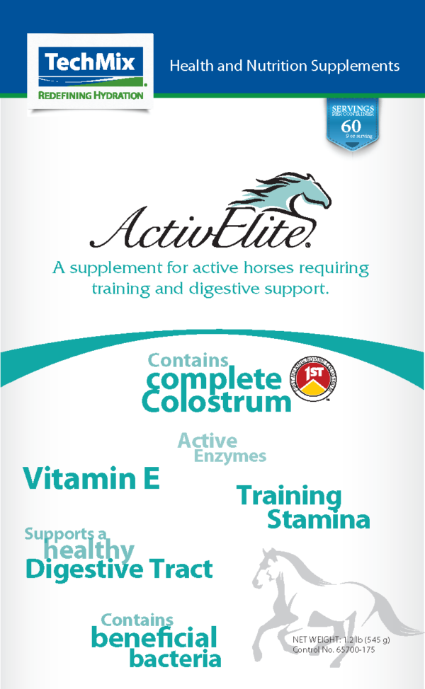 TechMix Equine ActivElite Performance Supplement with Complete Colostrum 1.25 pounds 60 servings front label