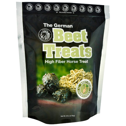 6 pound Bag of 'The German Beet Treats' high fiber horse treat with visible branding.