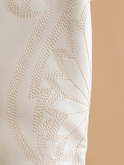 The Astrid White Knee High Cowboy Western Boot pattern detail 
