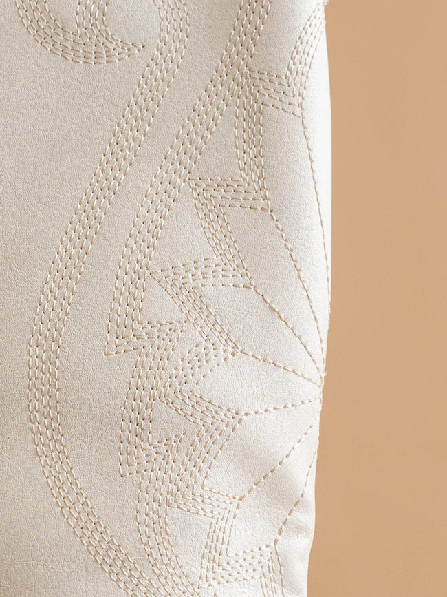 The Astrid White Knee High Cowboy Western Boot pattern detail 
