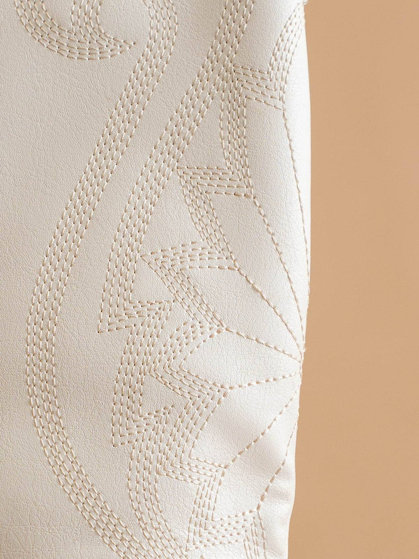 The Astrid White Knee High Cowboy Western Boot pattern detail 
