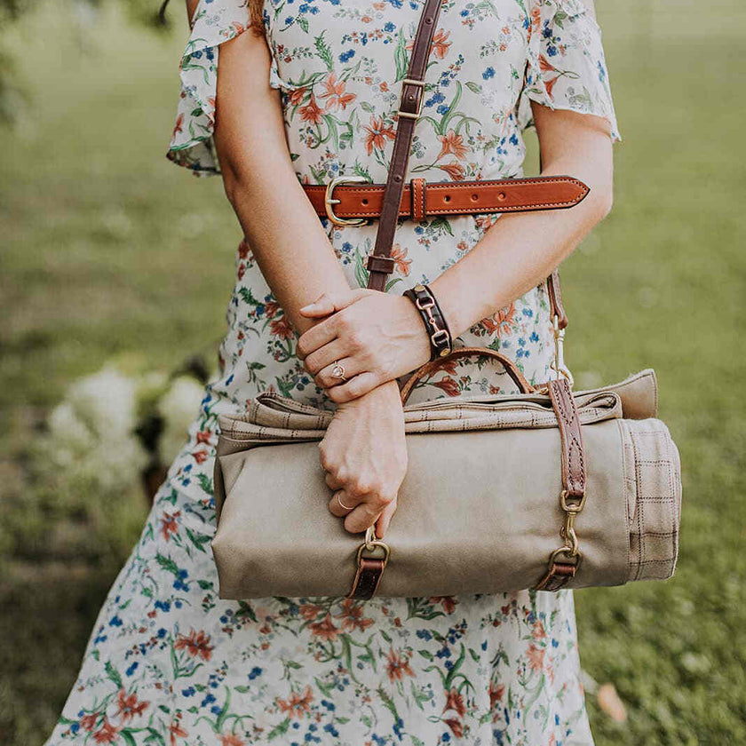 The Leather Bit Bracelet on model's wrist