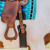 ThinLine Western Comfort Cinch - Brown on a model horse with saddle