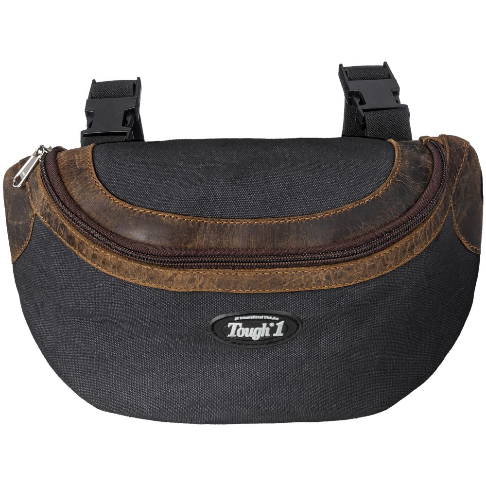 Tough1® Canvas Pommel Bag with Leather Accents Black