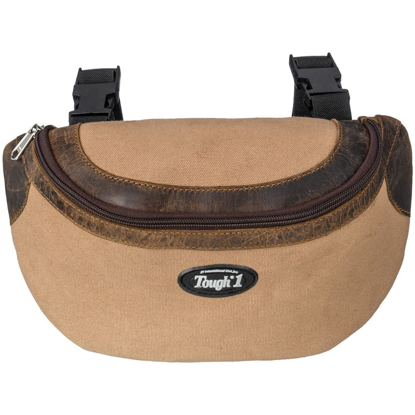 Tough1® Canvas Pommel Bag with Leather Accents Tan