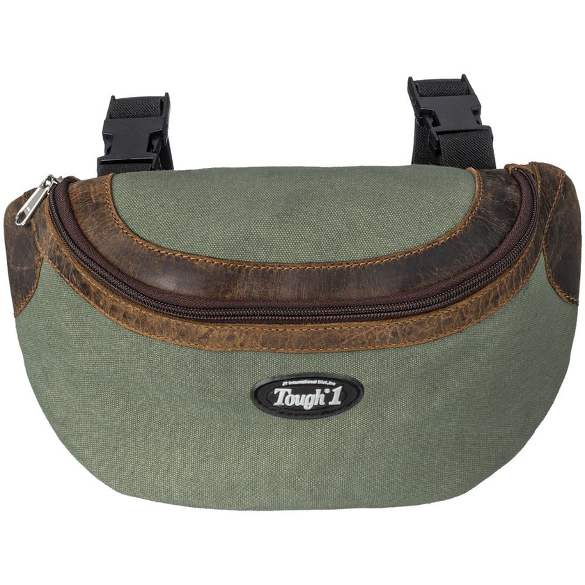 Tough1® Canvas Pommel Bag with Leather Accents Sage