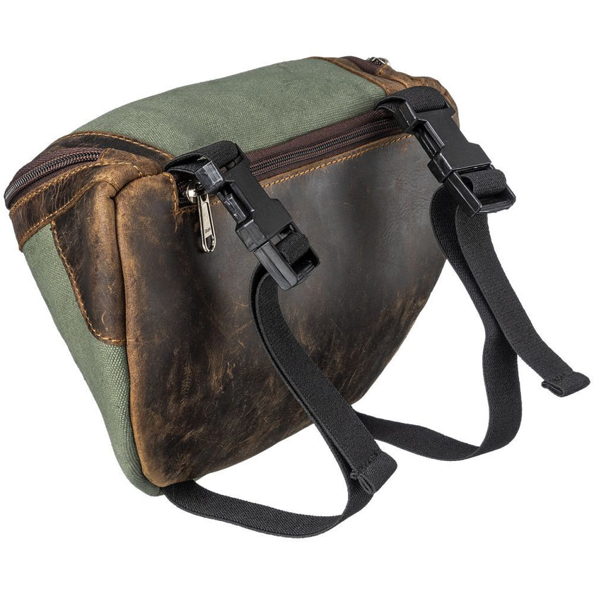 Tough1® Canvas Pommel Bag with Leather Accents Sage back view