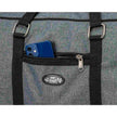 Tough1® Duffel Bag with Boot/Shoe Storage detail of zip pocket with example phone.
