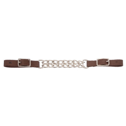 Tough1® Nylon Curb Strap with Double Chain Brown