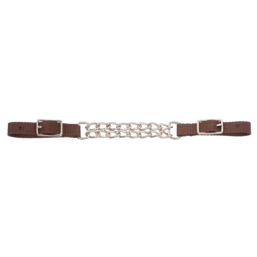 Tough1® Nylon Curb Strap with Double Chain Brown