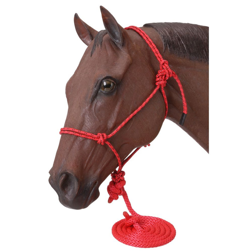 Tough1® Poly Rope Halter with Lead Red