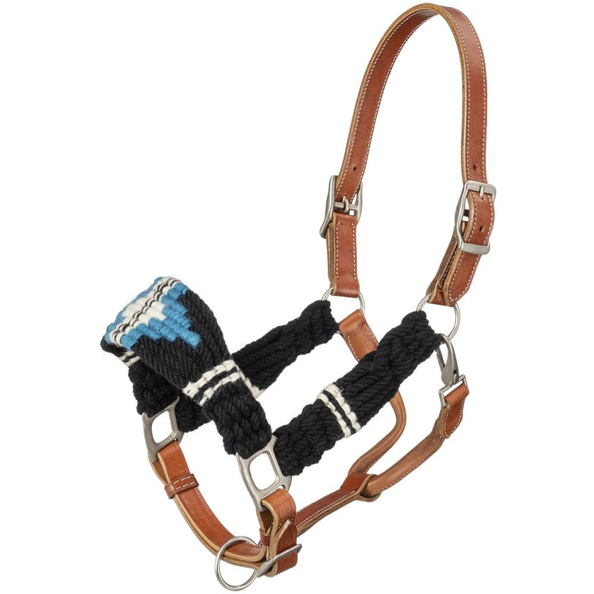 Tough1® Wool String Leather Halter Navy