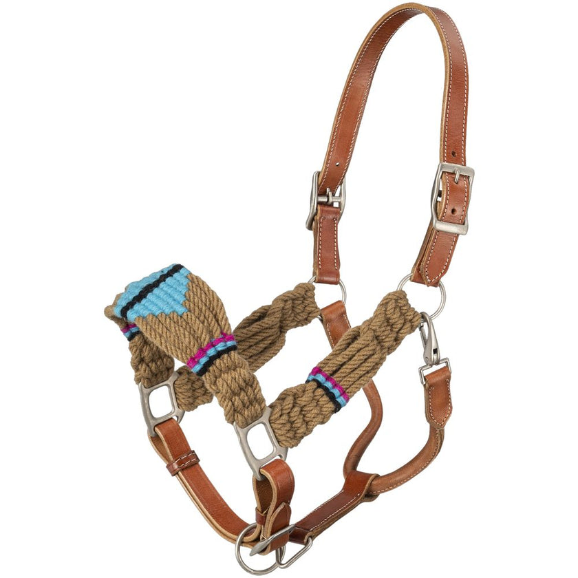 Tough1® Wool String Leather Halter Tan