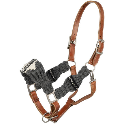 Tough1® Wool String Leather Halter Coral