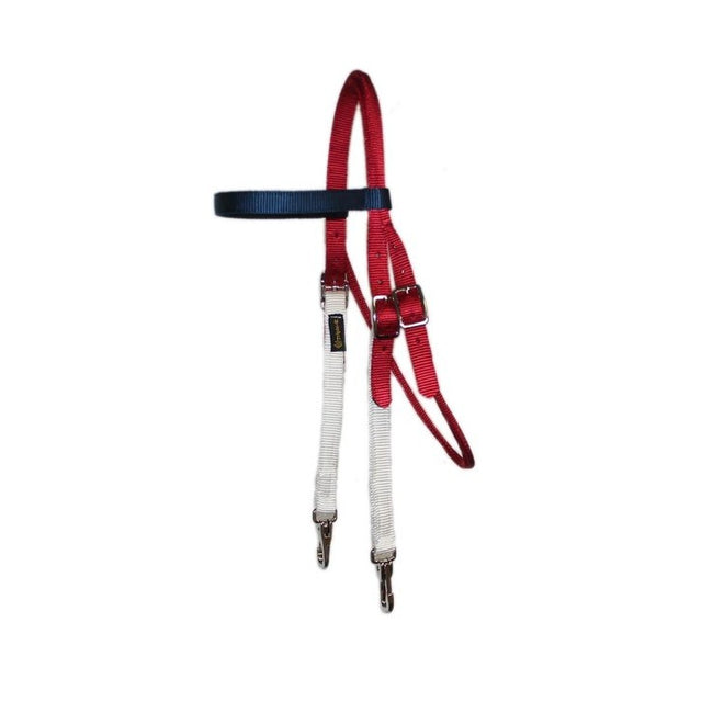 Triple E Nylon Trail Browband Headstall - Patriotic, red, white and blue