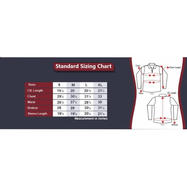 TuffRider Children's Camo Print Sport Shirt size chart