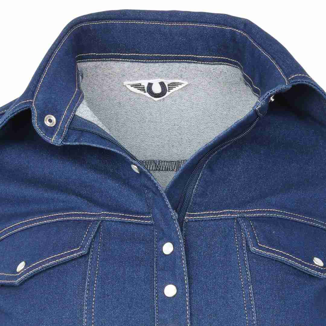 TuffRider® Cody Ladies Western Denim Shirt showing collar detail