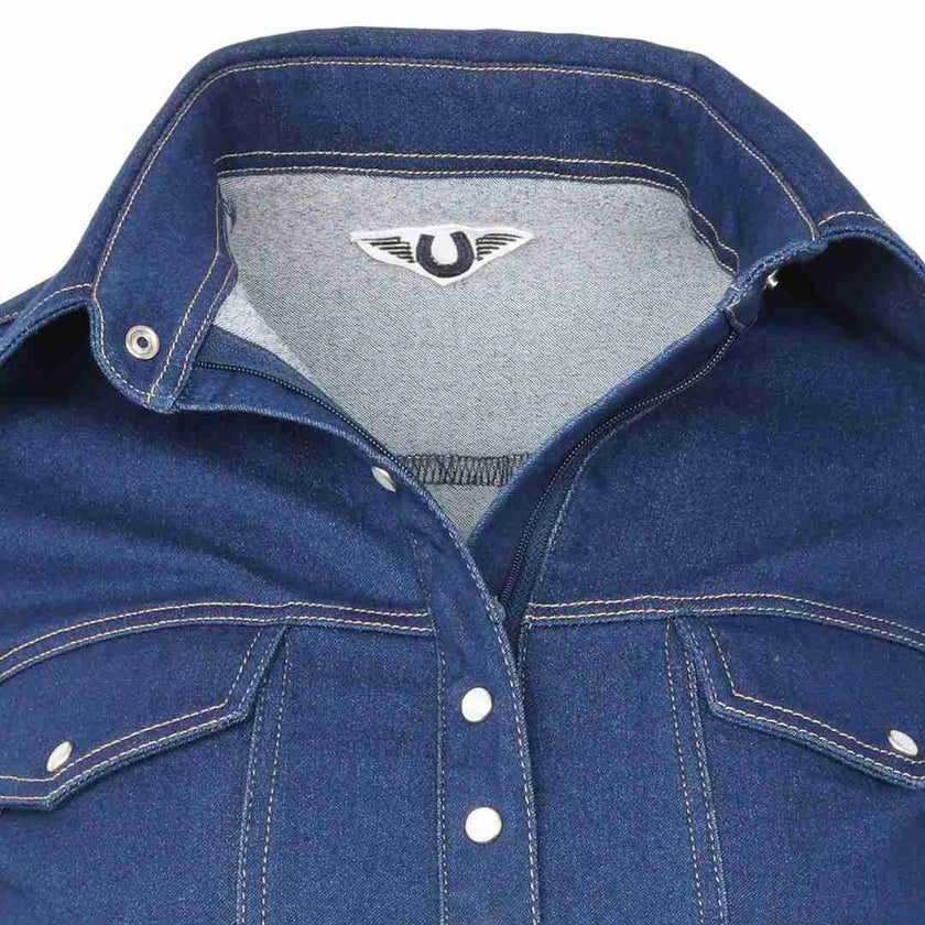 TuffRider® Cody Ladies Western Denim Shirt showing collar detail