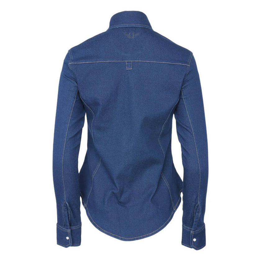 TuffRider® Cody Ladies Western Denim Shirt with Covered Zip Closure and Decorative Pearl Snaps back view