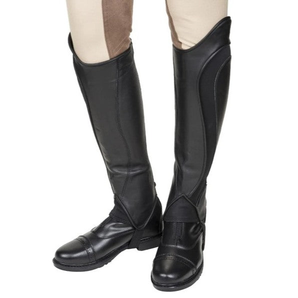 TuffRider® Ladies Derby Leather Half Chaps black front view