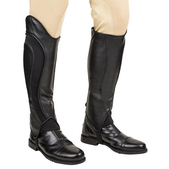 TuffRider® Men's Derby Leather Half Chaps Black Front