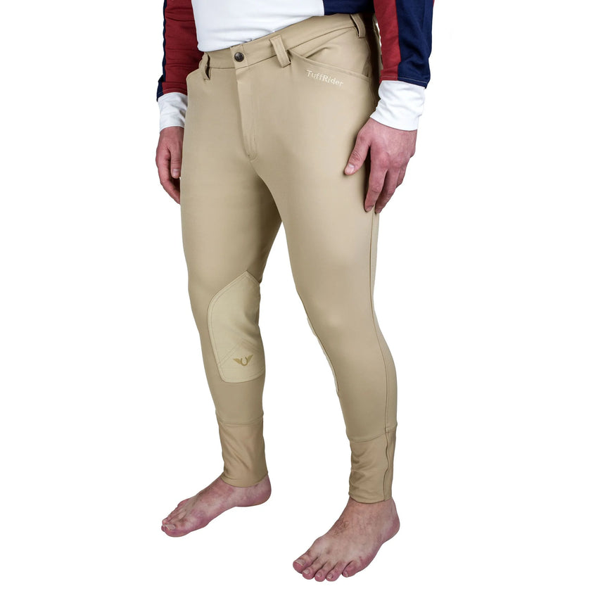 TuffRider® Men's Claudio Knee Patch Breeches Safari Front side view