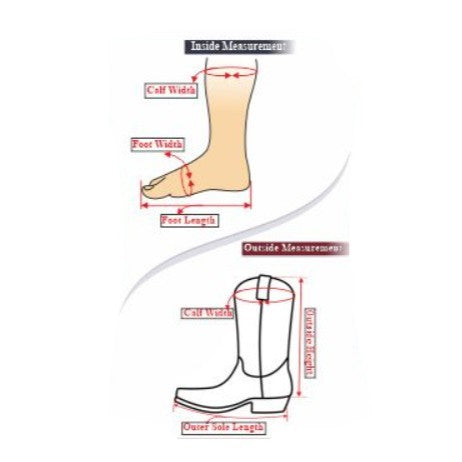 TuffRider® Men's Old Faithful Wide Square Toe Western Boot measuring guide