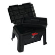 Black TuffRider Super Grooming Box With Stool with open lid and tool tray that can be taken out for convenience. 