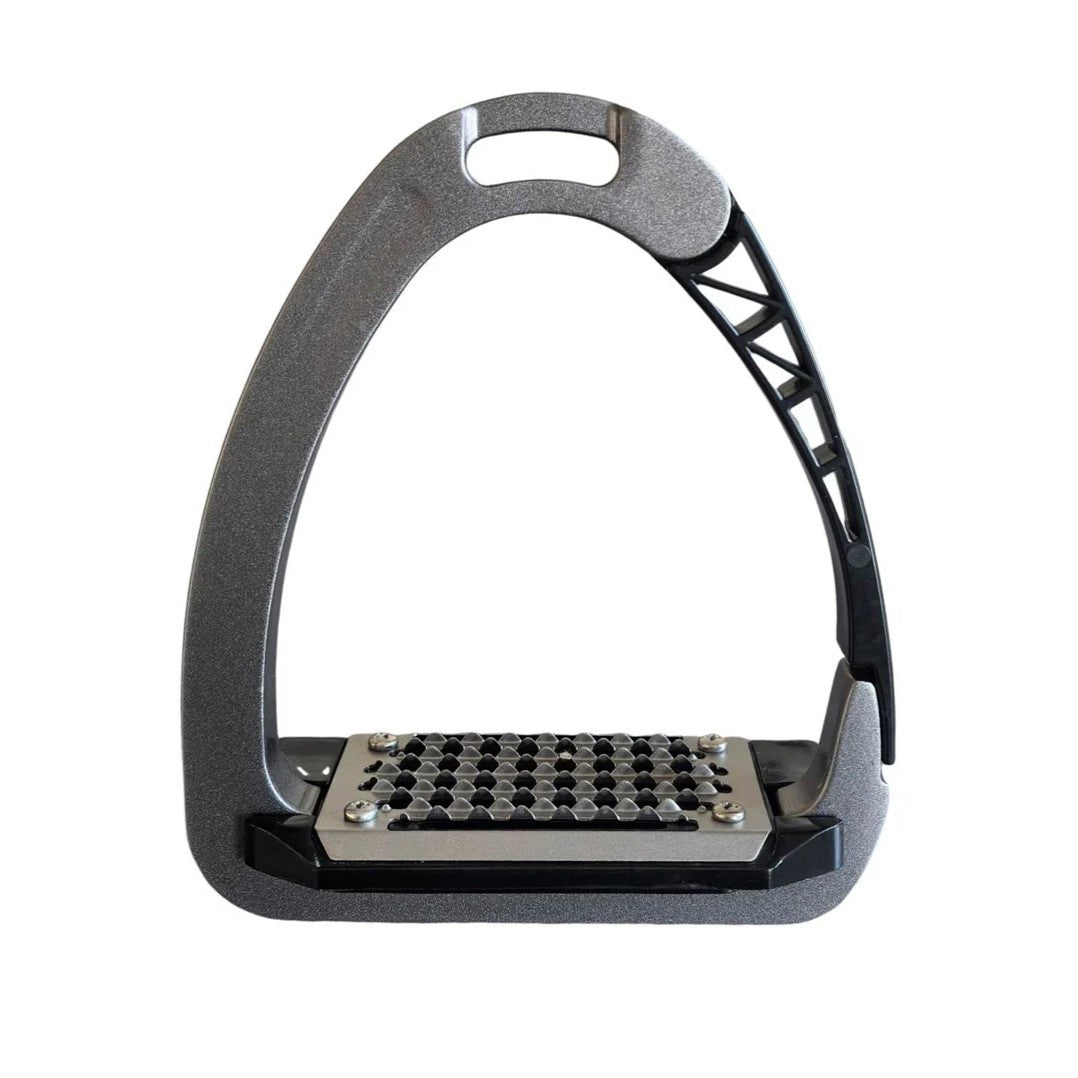 Equestrian TuffRider® Tech Safety Stirrups with dark grey metallic finish 