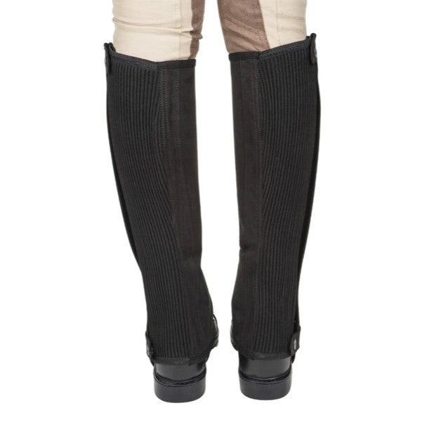 TuffRider® Women's Saratoga Synthetic Half Chaps Black Back View