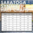 TuffRider® Women's Saratoga Synthetic Half Chaps Size Chart