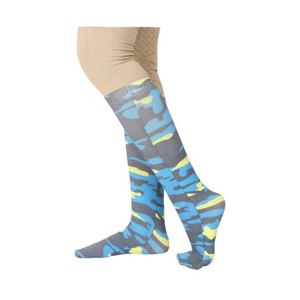 TuffRider Children's Camo Boot Socks Blue / Yellow