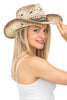 Turquoise Brown Band Concho Cowboy Hat side view on model