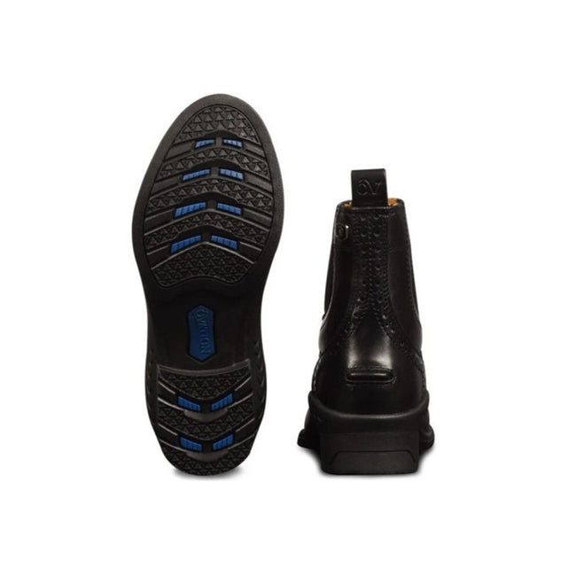 Ovation® Tuscany Zip Paddock Boots Black shows sole and heel details