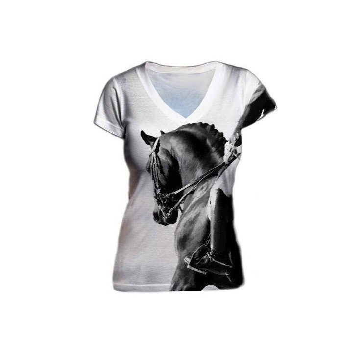 V-neck T-Shirt w/ Dressage Horse