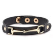 Vegan Leather Gold Snaffle Bit Bracelet - Black 