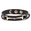 Vegan Leather Gold Snaffle Bit Bracelet - Black 