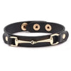 Vegan Leather Gold Snaffle Bit Bracelet - Black 