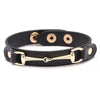 Vegan Leather Gold Snaffle Bit Bracelet - Black 
