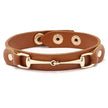 Vegan Leather Gold Snaffle Bit Bracelet - Brown