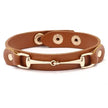 Vegan Leather Gold Snaffle Bit Bracelet BROWN