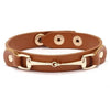 Vegan Leather Gold Snaffle Bit Bracelet - Brown